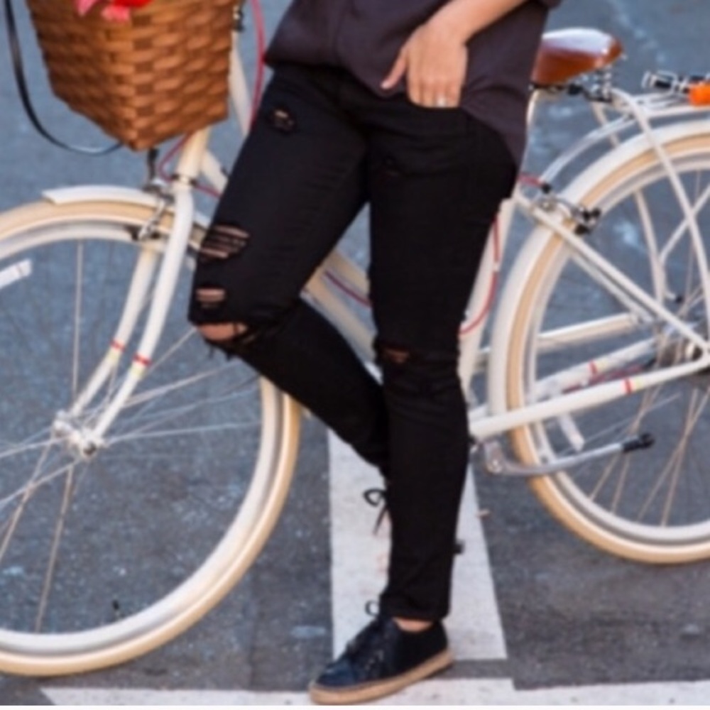IRO Rudolf Shredded Ripped Skinny Jeans Black Low